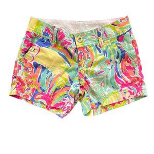 Lilly Pulitzer Callahan Shorts Womens 00 Vibrant Tropical Cotton Stretch Preppy